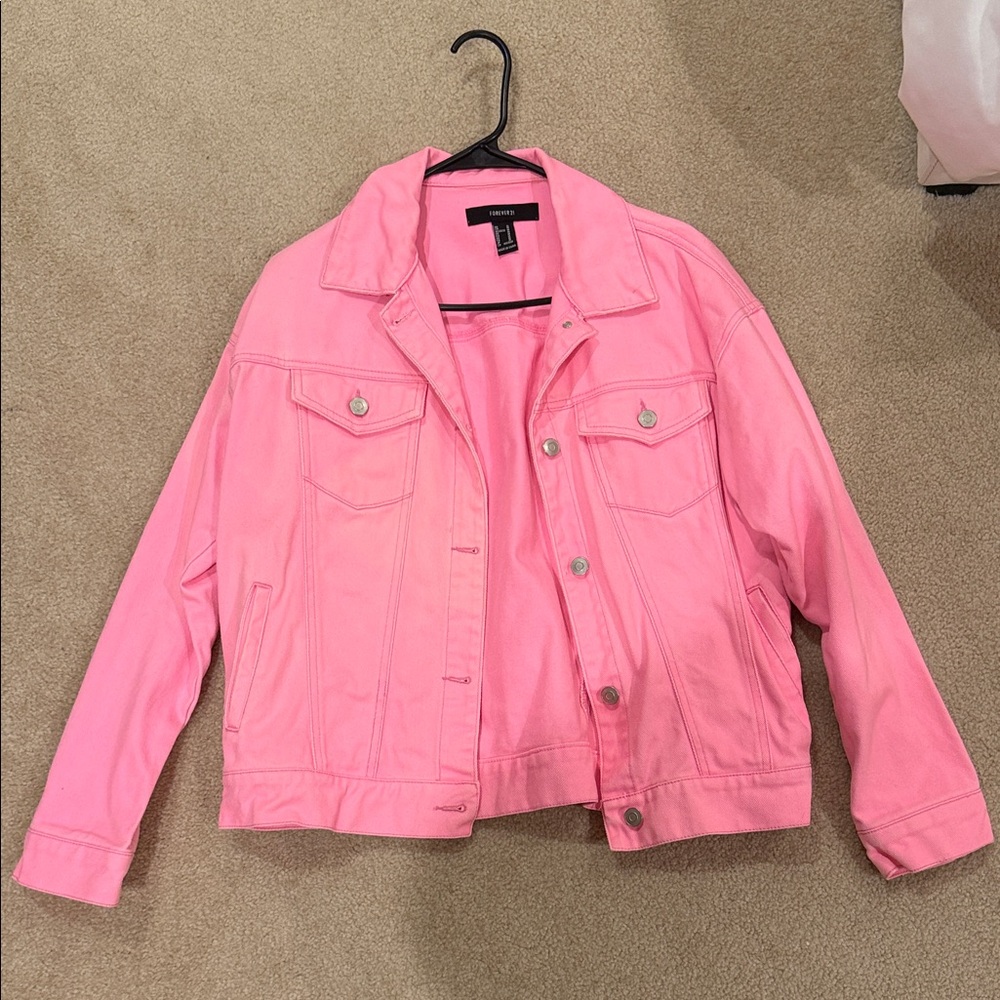 Forever 21 Bright Pink Jean Jacket